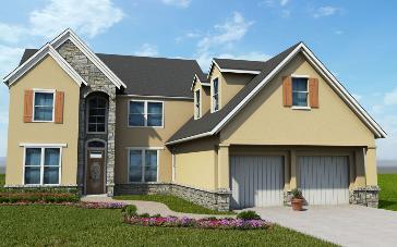 Yellow and Stone 2 story Spec Home