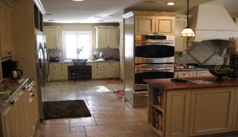 Custom Kitchen Renovation with White Birch Glazed Cabinets, Granite Countertops, Stainless Steel Appliances