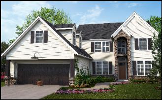 White and Brown home Houston Heights with stone detailing around porch