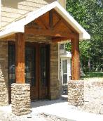 Front Porch with Wood and Stone (complete exterior remodel)